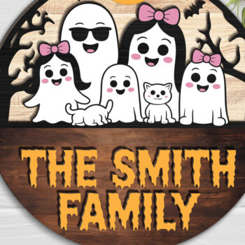 Intra απο ξύλο plywood Χρώμα wenge 3mm-4mm πάχος - Πινακίδα οικογενειακής πόρτας Halloween Ghost Δίασταση 15x15 cm INTRAFABR-98225750 - Image 2