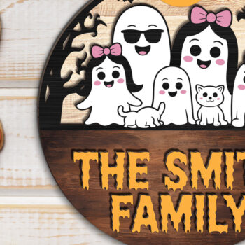 Intra απο ξύλο plywood Χρώμα wenge 3mm-4mm πάχος - Πινακίδα οικογενειακής πόρτας Halloween Ghost Δίασταση 15x15 cm INTRAFABR-98225750 - Image 3