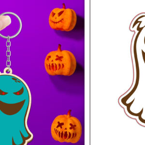 Intra απο ξύλο plywood  Χρώμα wenge 3mm-4mm πάχος - με μπρελόκ Halloween Ghost Δίασταση 4x4 cm INTRAFABR-98156879