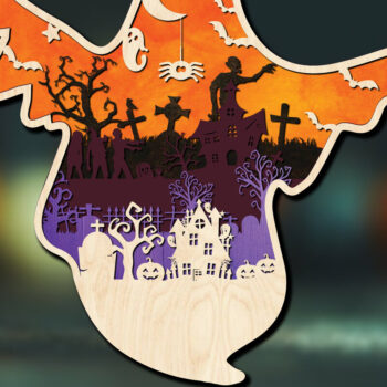 Intra απο ξύλο plywood  Χρώμα wenge 3mm-4mm πάχος - Αποκριάτικα στολίδια φαντασμάτων Αποκοπή αρχείων Δίασταση 6x6 cm INTRAFABR-71980538 - Image 1