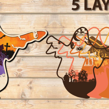 Intra απο ξύλο plywood  Χρώμα wenge 3mm-4mm πάχος - Αποκριάτικα στολίδια φαντασμάτων Αποκοπή αρχείων Δίασταση 6x6 cm INTRAFABR-71980538 - Image 3