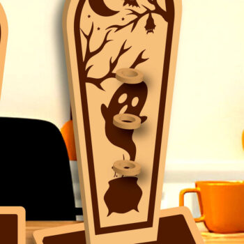 Intra απο ξύλο plywood  Χρώμα wenge 3mm-4mm πάχος - Μολυβοθήκη Halloween Ghost Δίασταση 15x15 cm INTRAFABR-71980625 - Image 2