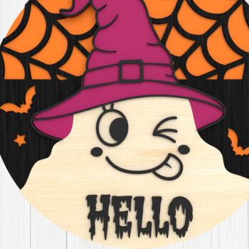 Intra απο ξύλο plywood  Χρώμα wenge 3mm-4mm πάχος - Halloween Ghost Sign 3D Δίασταση 15x15 cm INTRAFABR-71980668 - Image 1