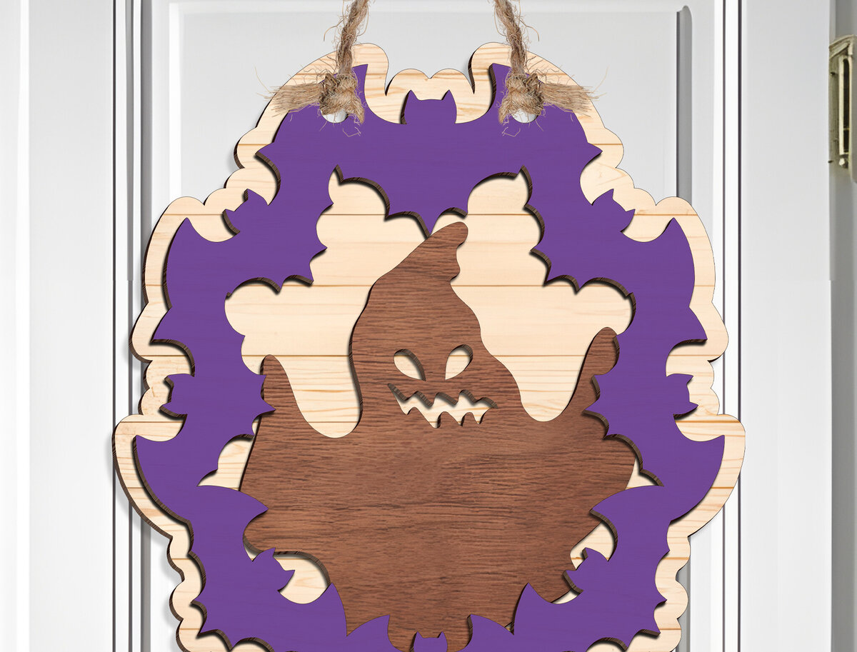 Intra απο ξύλο plywood  Χρώμα wenge 3mm-4mm πάχος - Halloween Ghosts Door Hanger Δίασταση 15x15 cm INTRAFABR-71980729