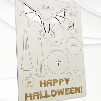 Intra απο ξύλο plywood  Χρώμα wenge 3mm-4mm πάχος - Δωροκάρτα αποκριών, με λέιζερ. Δίασταση 297x210 cm INTRAFABR-66289204 - Image 2