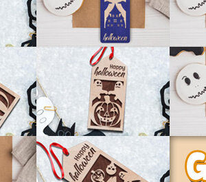 Intra απο ξύλο plywood  Χρώμα wenge 3mm-4mm πάχος - Πακέτο με ετικέτα δώρου αποκριών Δίασταση 15x15 cm INTRAFABR-117108687