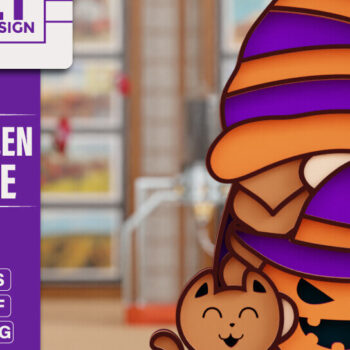 Intra απο ξύλο plywood  Χρώμα wenge 3mm-4mm πάχος - Halloween Gnome 3D || ΔΕΜΑ || Δίασταση 20x25 cm INTRAFABR-95758861 - Image 6