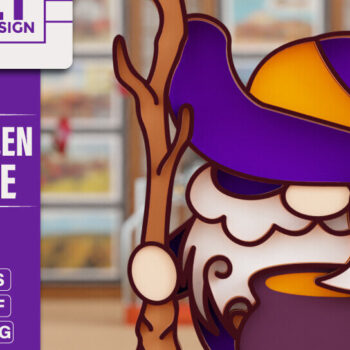 Intra απο ξύλο plywood  Χρώμα wenge 3mm-4mm πάχος - Halloween Gnome 3D Πολυεπίπεδη κοπή Δίασταση 20x25 cm INTRAFABR-123841324 - Image 1