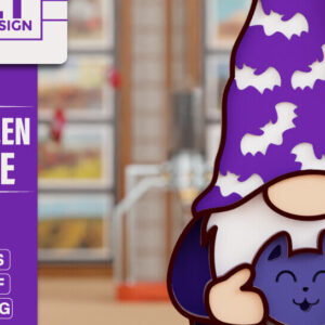 Intra απο ξύλο plywood  Χρώμα wenge 3mm-4mm πάχος - Halloween Gnome 3D Πολυεπίπεδη κοπή Δίασταση 20x25 cm INTRAFABR-98202322