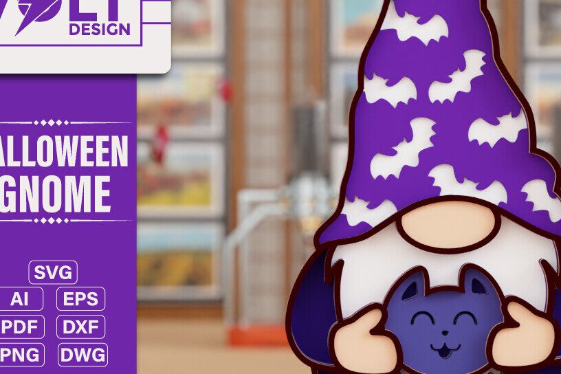 Intra απο ξύλο plywood  Χρώμα wenge 3mm-4mm πάχος - Halloween Gnome 3D Πολυεπίπεδη κοπή Δίασταση 20x25 cm INTRAFABR-98202322