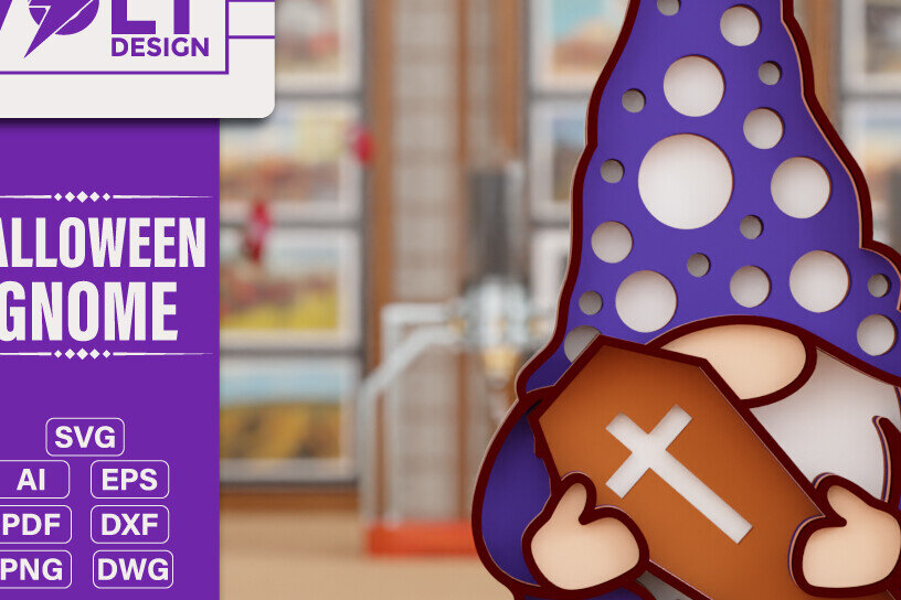 Intra απο ξύλο plywood  Χρώμα wenge 3mm-4mm πάχος - Halloween Gnome 3D Πολυεπίπεδη κοπή Δίασταση 20x25 cm INTRAFABR-98202357