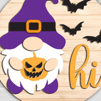 Intra απο ξύλο plywood  Χρώμα wenge 3mm-4mm πάχος - Κρεμάστρα πόρτας Halloween Gnome Δίασταση 15x15 cm INTRAFABR-116148137 - Image 1