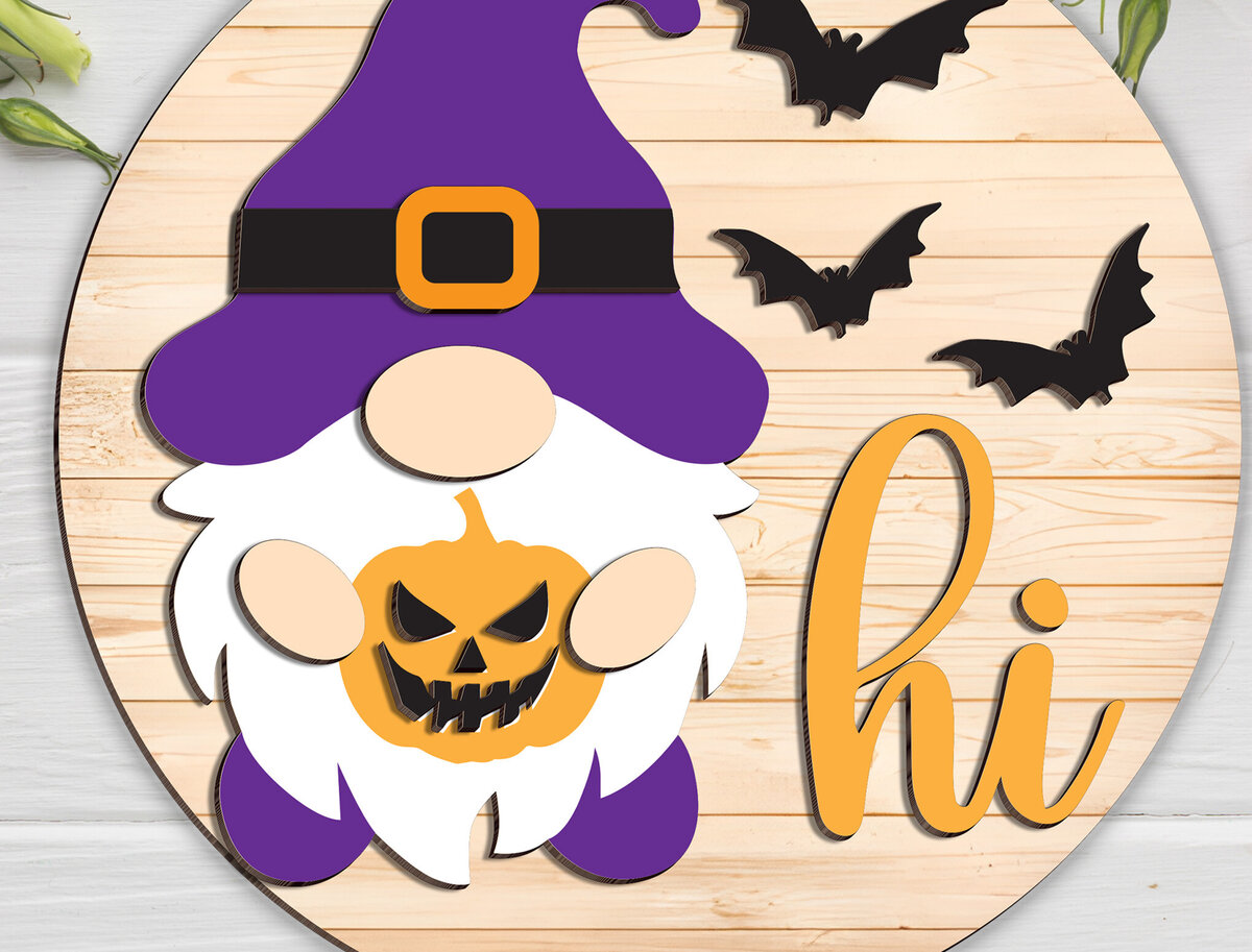 Intra απο ξύλο plywood  Χρώμα wenge 3mm-4mm πάχος - Κρεμάστρα πόρτας Halloween Gnome Δίασταση 15x15 cm INTRAFABR-116148137