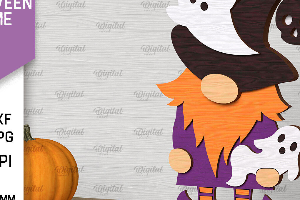 Intra απο ξύλο plywood  Χρώμα wenge 3mm-4mm πάχος - Διακόσμηση Halloween Gnome Δίασταση 15x15 cm INTRAFABR-108449477