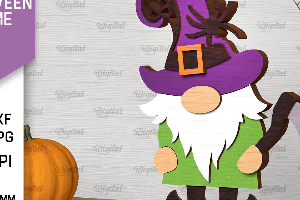 Intra απο ξύλο plywood  Χρώμα wenge 3mm-4mm πάχος - Διακόσμηση Halloween Gnome Δίασταση 15x15 cm INTRAFABR-107965153