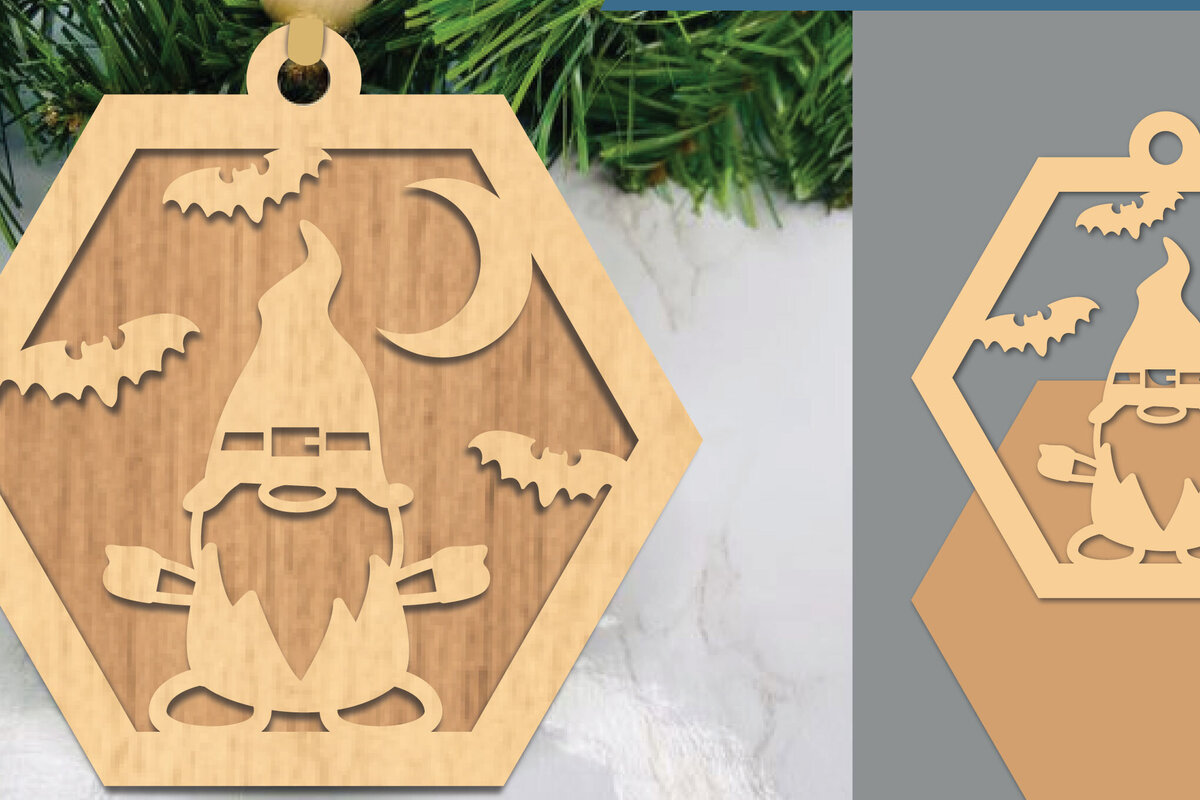 Intra απο ξύλο plywood  Χρώμα wenge 3mm-4mm πάχος - Στολίδι Halloween Gnome Δίασταση 6x6 cm INTRAFABR-108101146