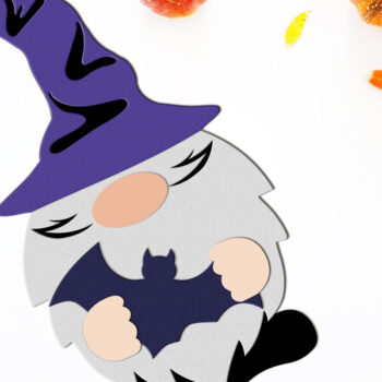 Intra απο ξύλο plywood Χρώμα wenge 3mm-4mm πάχος - Halloween Gnome με κομμένο νυχτερίδας Δίασταση 4x11 cm INTRAFABR-116205302 - Image 2