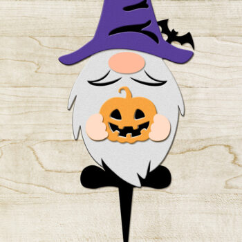 Intra απο ξύλο plywood  Χρώμα wenge 3mm-4mm πάχος - Halloween Gnome με κολοκύθα Δίασταση 4x11 cm INTRAFABR-116205381 - Image 1