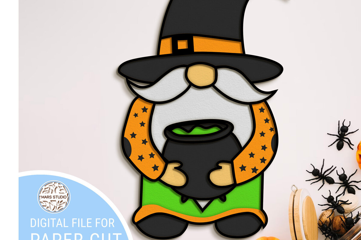 Intra απο ξύλο plywood  Χρώμα wenge 3mm-4mm πάχος - Κουτί σκιάς Halloween Gnomes, χαρτί κοπής Δίασταση 8x8 cm INTRAFABR-119998869