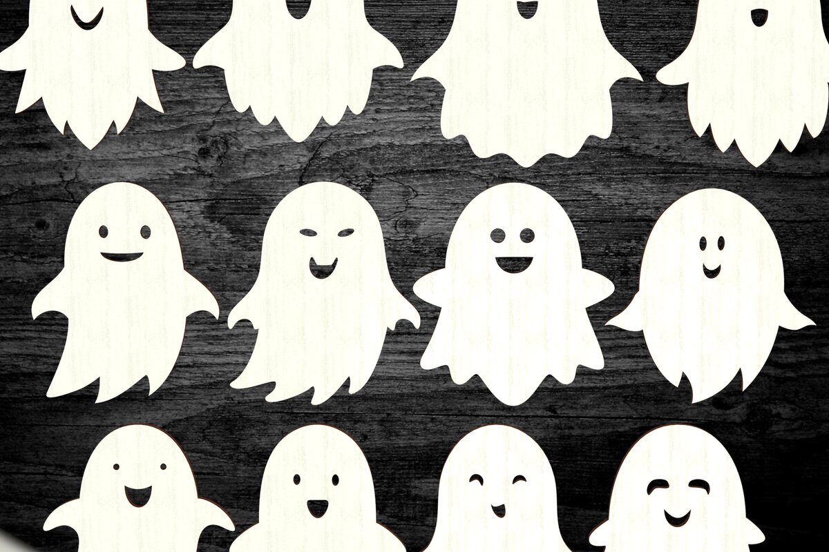 Intra απο ξύλο plywood  Χρώμα wenge 3mm-4mm πάχος - Halloween Gosts PDF AI Δίασταση 15x15 cm INTRAFABR-120160098