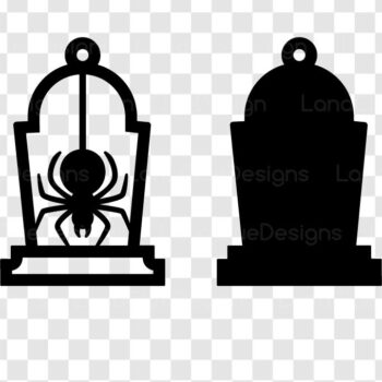 Intra απο ξύλο plywood Χρώμα wenge 3mm-4mm πάχος - Halloween Gravestone Spider Earring Δίασταση 3x3 cm INTRAFABR-116204969 - Image 2