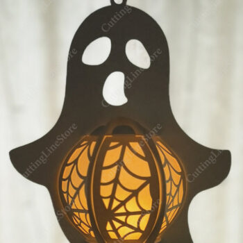 Intra απο ξύλο plywood  Χρώμα wenge 3mm-4mm πάχος - Κρεμαστό φανάρι φαντασμάτων αποκριών Δίασταση 15x15 cm INTRAFABR-114666517 - Image 1