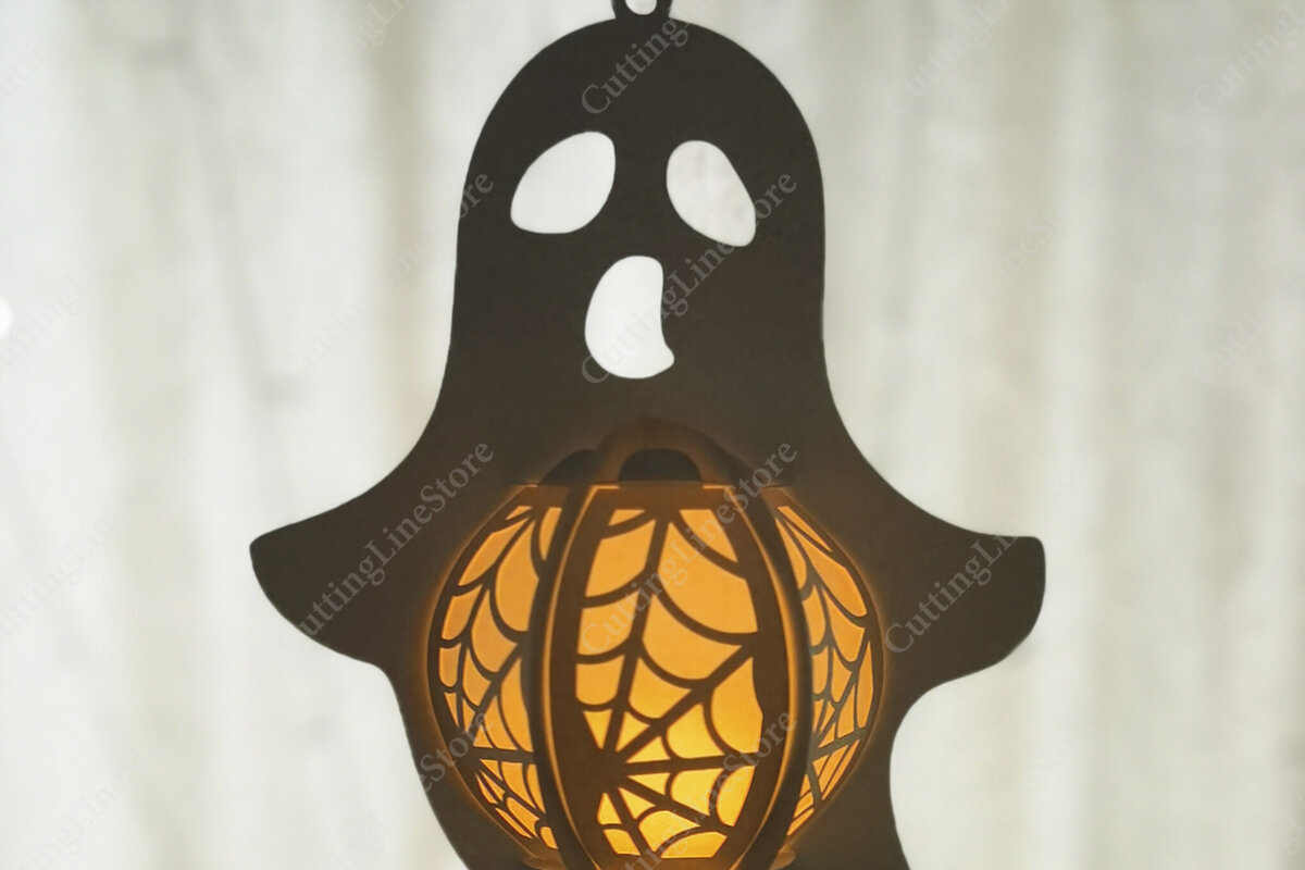 Intra απο ξύλο plywood  Χρώμα wenge 3mm-4mm πάχος - Κρεμαστό φανάρι φαντασμάτων αποκριών Δίασταση 15x15 cm INTRAFABR-114666517