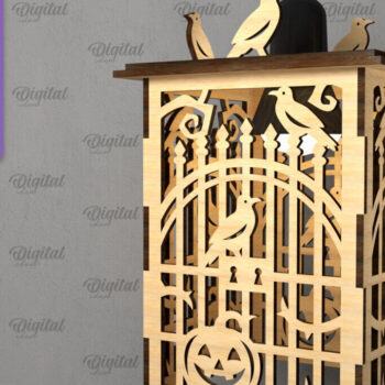 Intra απο ξύλο plywood Χρώμα wenge 3mm-4mm πάχος - Αποκριάτικο Κρεμαστό Φανάρι με λέιζερ Δίασταση 15x15 cm INTRAFABR-91209158 - Image 1