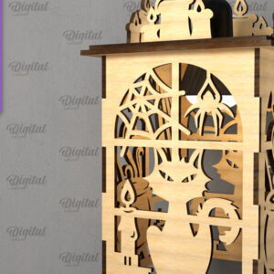 Intra απο ξύλο plywood  Χρώμα wenge 3mm-4mm πάχος - Αποκριάτικο Κρεμαστό Φανάρι με λέιζερ Δίασταση 15x15 cm INTRAFABR-91194197