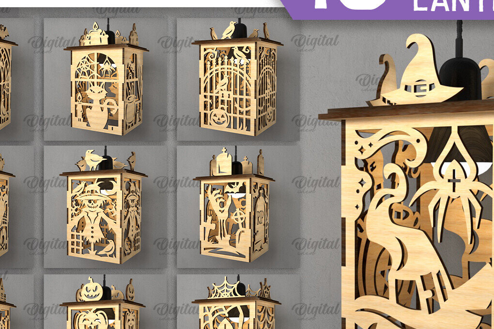 Intra απο ξύλο plywood  Χρώμα wenge 3mm-4mm πάχος - Δέσμη λέιζερ με κρεμαστά φανάρια αποκριών Δίασταση 15x15 cm INTRAFABR-100609946