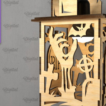 Intra απο ξύλο plywood  Χρώμα wenge 3mm-4mm πάχος - Δέσμη λέιζερ με κρεμαστά φανάρια αποκριών Δίασταση 15x15 cm INTRAFABR-100609946 - Image 6