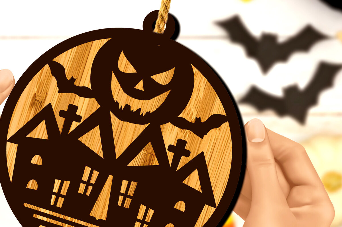 Intra απο ξύλο plywood  Χρώμα wenge 3mm-4mm πάχος - Κρεμαστό σημάδι αποκριών Δίασταση 20x20 cm INTRAFABR-100609782