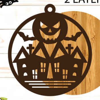 Intra απο ξύλο plywood  Χρώμα wenge 3mm-4mm πάχος - Κρεμαστό σημάδι αποκριών Δίασταση 20x20 cm INTRAFABR-100609782 - Image 2