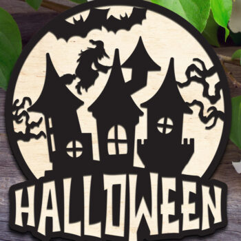 Intra απο ξύλο plywood Χρώμα wenge 3mm-4mm πάχος - Halloween Haunted House Δίασταση 15x15 cm INTRAFABR-100609876 - Image 1