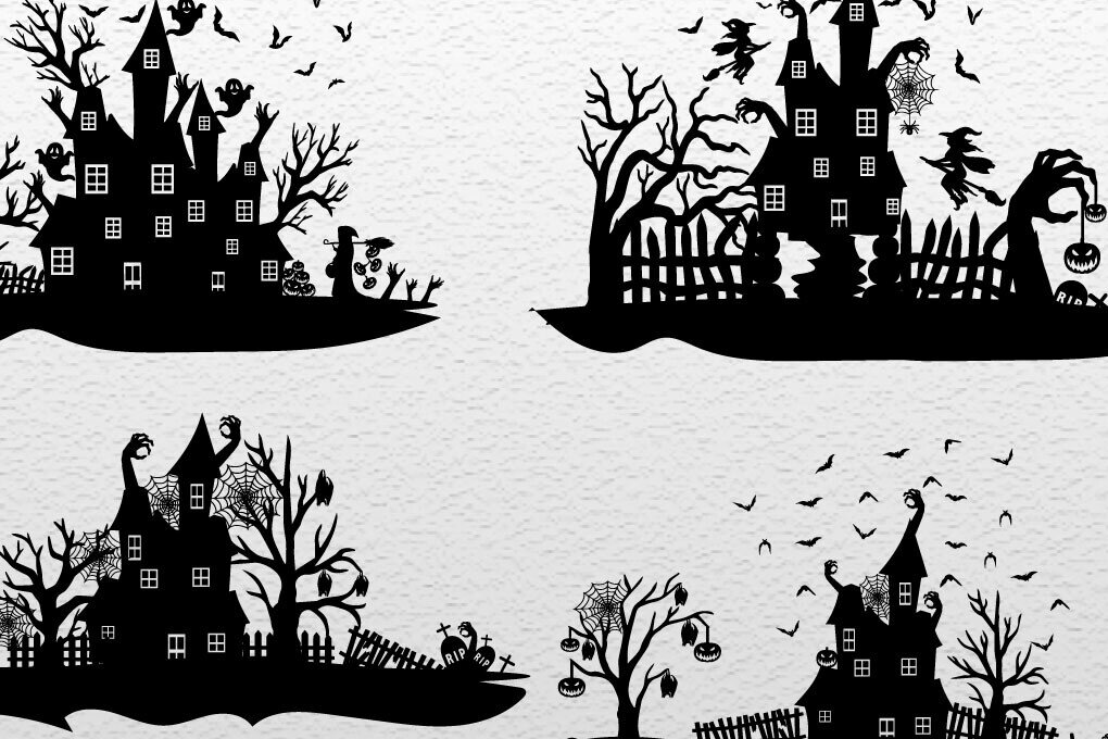 Intra απο ξύλο plywood  Χρώμα wenge 3mm-4mm πάχος - Πακέτο Halloween Haunted House Δίασταση 15x15 cm INTRAFABR-100609675