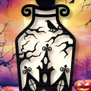 Intra απο ξύλο plywood  Χρώμα wenge 3mm-4mm πάχος - Halloween Haunted House Δίασταση 15x15 cm INTRAFABR-103514282 - Image 2