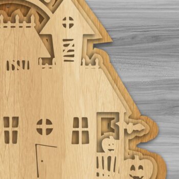 Intra απο ξύλο plywood  Χρώμα wenge 3mm-4mm πάχος - Halloween Haunted House Laser/Κοπή ξύλου Δίασταση 15x15 cm INTRAFABR-103514692 - Image 1
