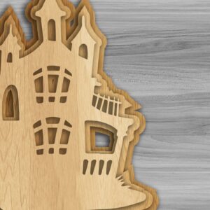 Intra απο ξύλο plywood  Χρώμα wenge 3mm-4mm πάχος - Halloween Haunted House Laser/Κοπή ξύλου Δίασταση 15x15 cm INTRAFABR-103514047