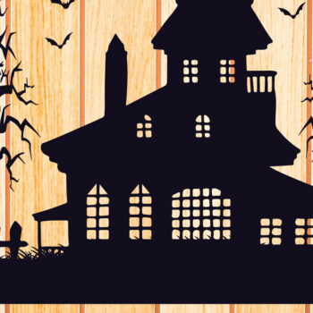 Intra απο ξύλο plywood  Χρώμα wenge 3mm-4mm πάχος - Halloween Haunted House Design 1 Δίασταση 15x15 cm INTRAFABR-99928240 - Image 2