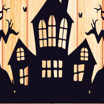 Intra απο ξύλο plywood  Χρώμα wenge 3mm-4mm πάχος - Halloween Haunted House Design 13 Δίασταση 15x15 cm INTRAFABR-99928387 - Image 1
