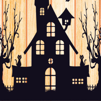 Intra απο ξύλο plywood  Χρώμα wenge 3mm-4mm πάχος - Halloween Haunted House Design 14 Δίασταση 15x15 cm INTRAFABR-99928431 - Image 2