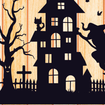 Intra απο ξύλο plywood  Χρώμα wenge 3mm-4mm πάχος - Halloween Haunted House Design 15 Δίασταση 15x15 cm INTRAFABR-99927943 - Image 2