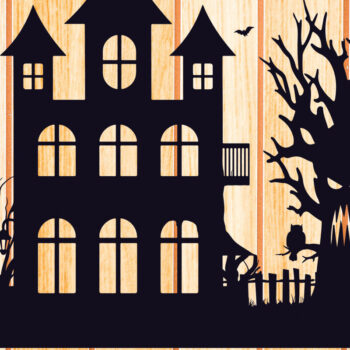 Intra απο ξύλο plywood Χρώμα wenge 3mm-4mm πάχος - Halloween Haunted House Design 16 Δίασταση 15x15 cm INTRAFABR-99927968 - Image 2