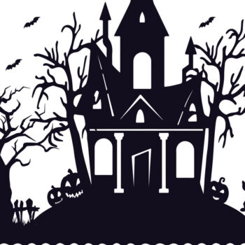 Intra απο ξύλο plywood  Χρώμα wenge 3mm-4mm πάχος - Halloween Haunted House Design 17 Δίασταση 15x15 cm INTRAFABR-99928003 - Image 1
