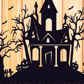 Intra απο ξύλο plywood  Χρώμα wenge 3mm-4mm πάχος - Halloween Haunted House Design 17 Δίασταση 15x15 cm INTRAFABR-99928003 - Image 2