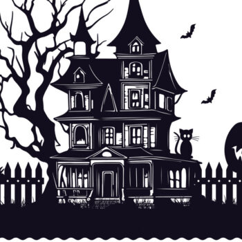 Intra απο ξύλο plywood  Χρώμα wenge 3mm-4mm πάχος - Halloween Haunted House Design 18 Δίασταση 15x15 cm INTRAFABR-99928039 - Image 2