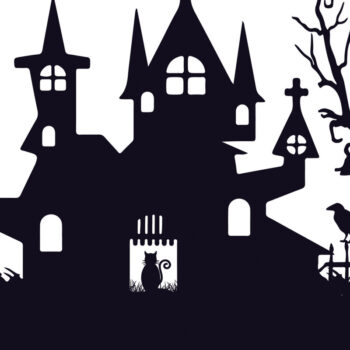 Intra απο ξύλο plywood  Χρώμα wenge 3mm-4mm πάχος - Halloween Haunted House Design 7 Δίασταση 15x15 cm INTRAFABR-77092886 - Image 1