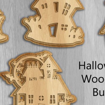 Intra απο ξύλο plywood  Χρώμα wenge 3mm-4mm πάχος - Δέσμη ξύλινης κοπής Halloween Haunted House Δίασταση 15x15 cm INTRAFABR-77093145 - Image 1