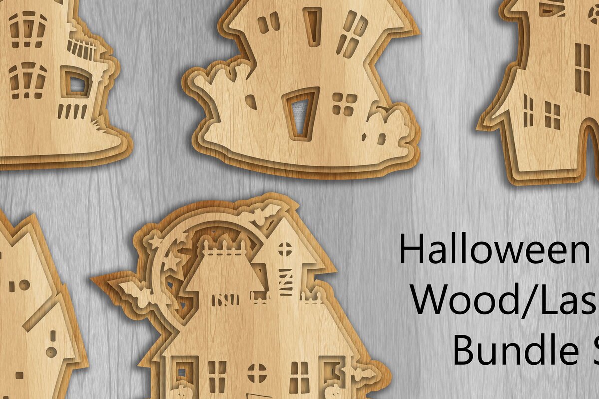 Intra απο ξύλο plywood  Χρώμα wenge 3mm-4mm πάχος - Δέσμη ξύλινης κοπής Halloween Haunted House Δίασταση 15x15 cm INTRAFABR-77093145