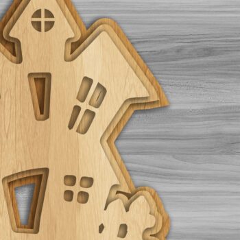 Intra απο ξύλο plywood  Χρώμα wenge 3mm-4mm πάχος - Δέσμη ξύλινης κοπής Halloween Haunted House Δίασταση 15x15 cm INTRAFABR-77093145 - Image 3